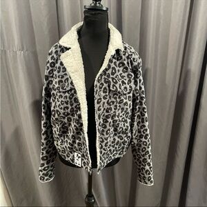 Disney Mickey Mouse corduroy Sherpa trim, leopard print  jacket, medium